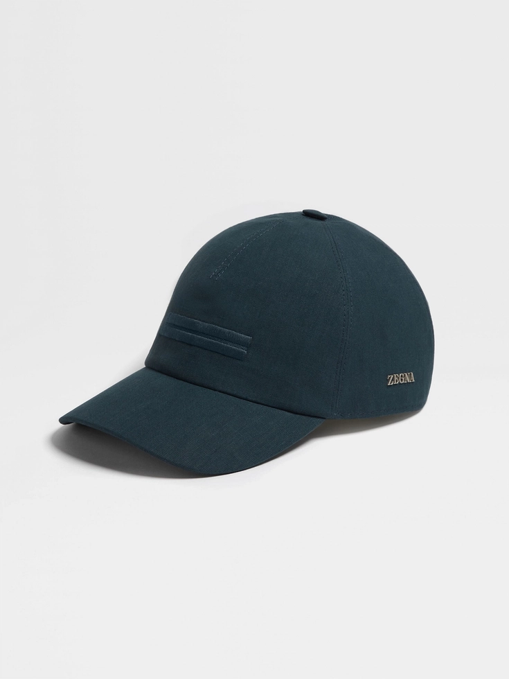 Teal Blue Oasi Lino Baseball Cap