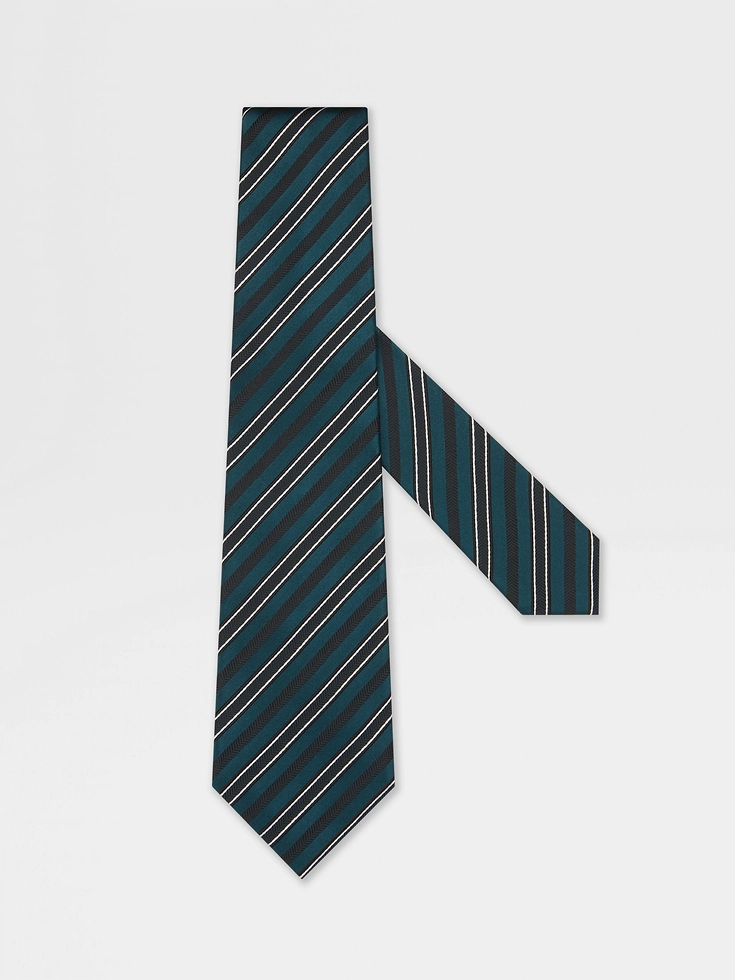 Teal Blue Silk and Cotton Tie