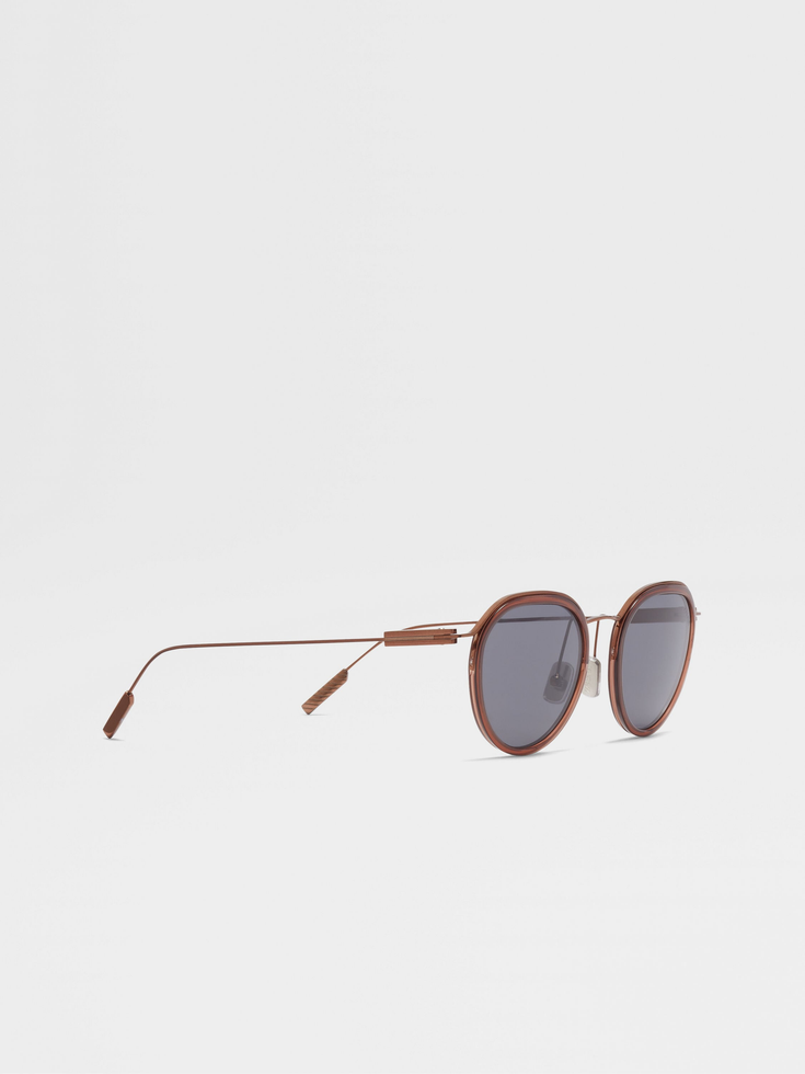 Transparent Brown Acetate and Metal Sunglasses Transparent Brown Acetate and Metal Sunglasses