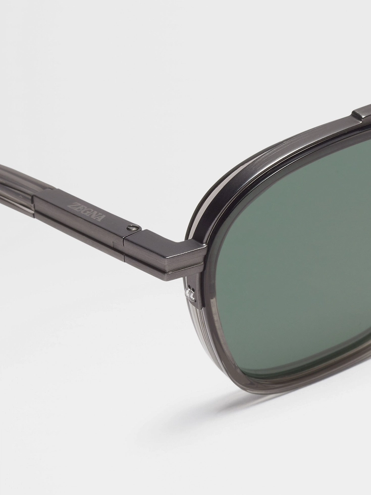 Transparent Dark Grey Orizzonte I Acetate and Metal Sunglasses