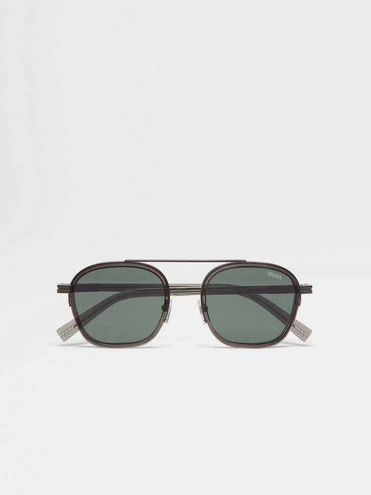 Transparent Dark Grey Orizzonte I Acetate and Metal Sunglasses