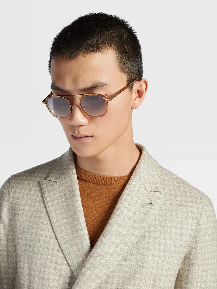 Transparent Golden Syrup Orizzonte I Acetate and Metal Sunglasses Transparent Golden Syrup Orizzonte I Acetate and Metal Sunglasses