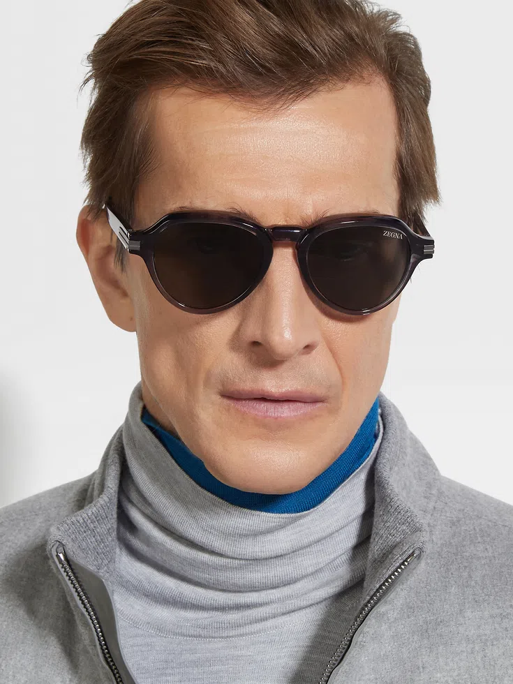 Transparent Grey Havana Acetate Sunglasses Transparent Grey Havana Acetate Sunglasses