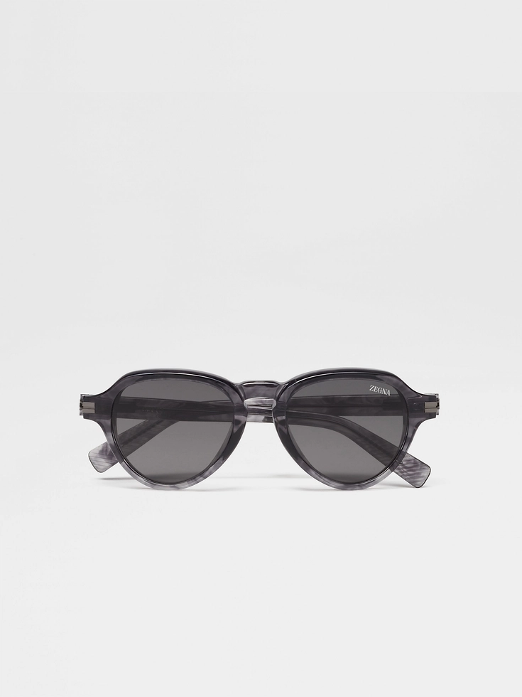 Transparent Grey Havana Acetate Sunglasses Transparent Grey Havana Acetate Sunglasses