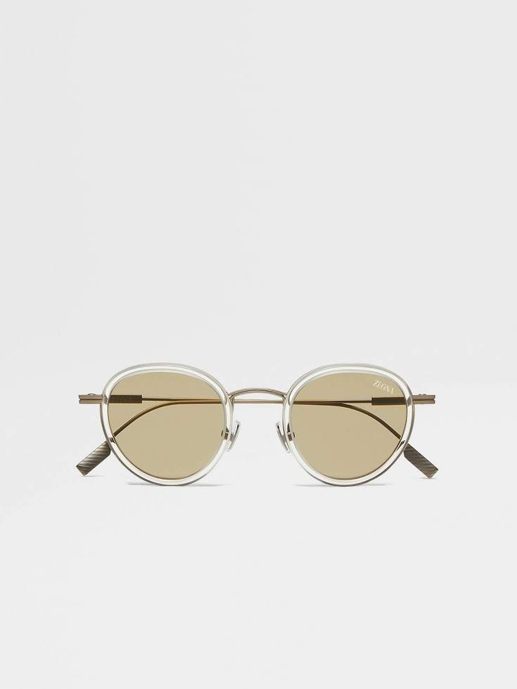 Transparent Light Beige Titanium and Acetate Sunglasses Transparent Light Beige Titanium and Acetate Sunglasses