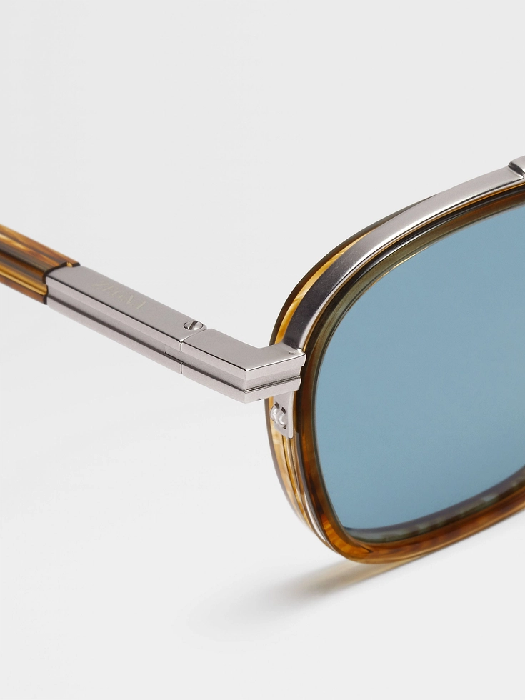 Transparent Light Brown Havana Orizzonte I Acetate and Metal Sunglasses Transparent Light Brown Havana Orizzonte I Acetate and Metal Sunglasses