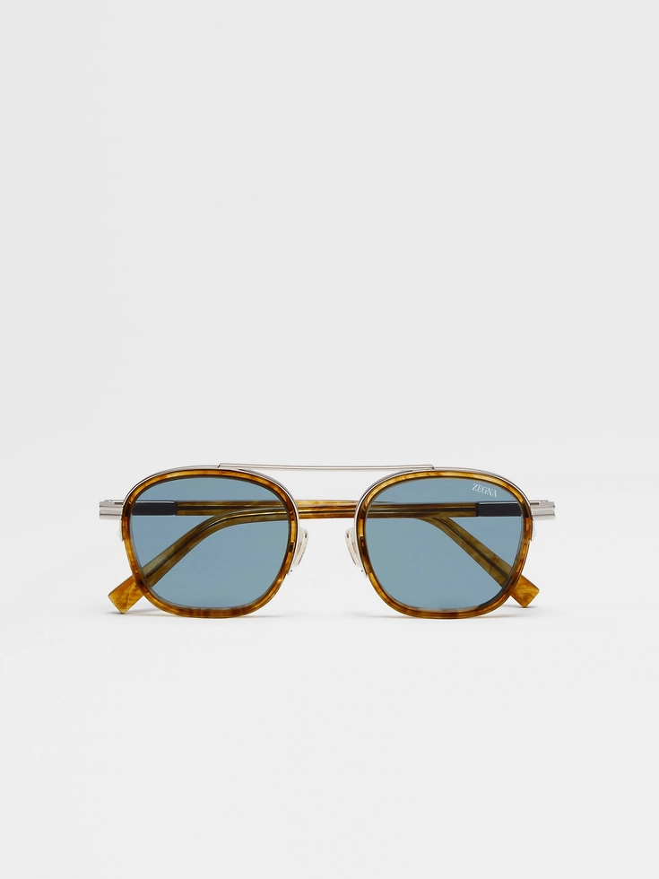 Transparent Light Brown Havana Orizzonte I Acetate and Metal Sunglasses Transparent Light Brown Havana Orizzonte I Acetate and Metal Sunglasses