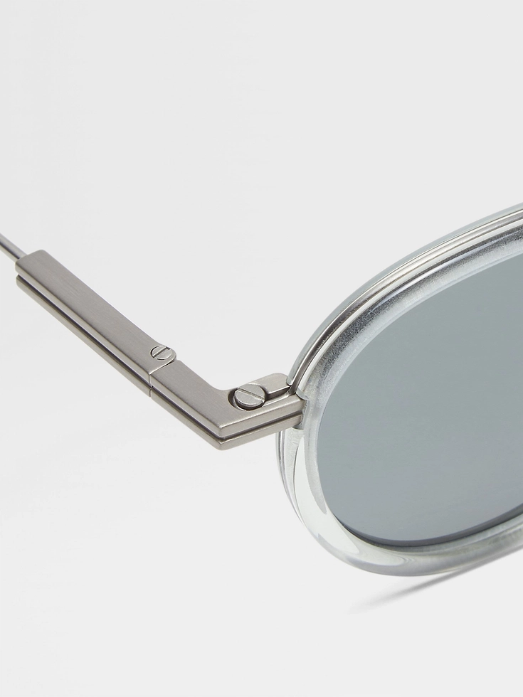 Transparent Light Green Titanium and Acetate Sunglasses Transparent Light Green Titanium and Acetate Sunglasses