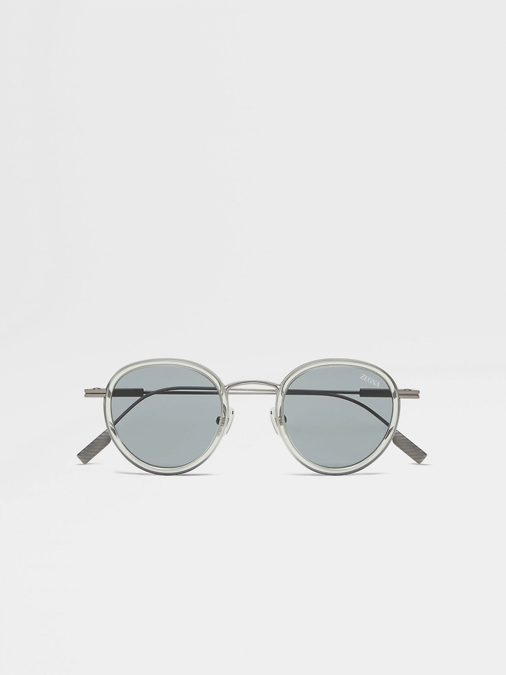 Transparent Light Green Titanium and Acetate Sunglasses Transparent Light Green Titanium and Acetate Sunglasses