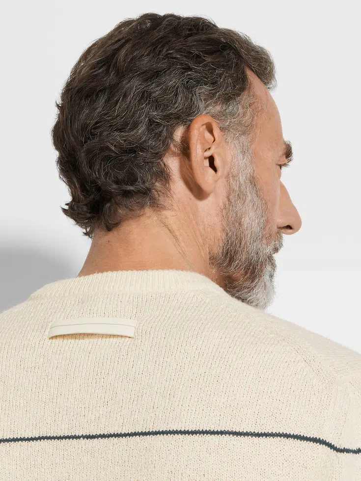 White Cotton Blend Crewneck