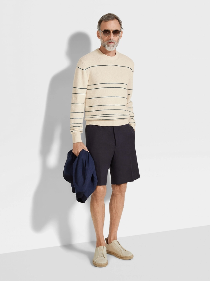 White Cotton Blend Crewneck White Cotton Blend Crewneck