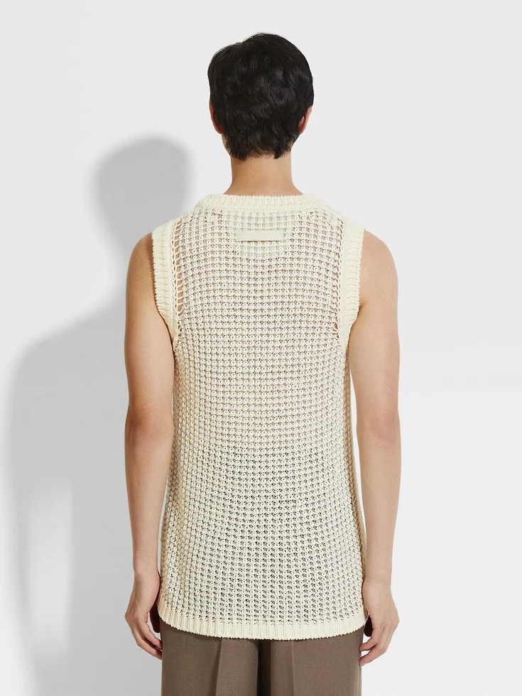 White Cotton and Linen Vest White Cotton and Linen Vest