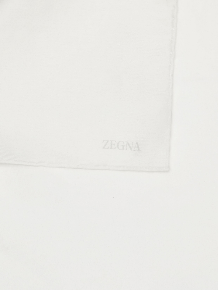 White Cotton and Silk Pocket Square