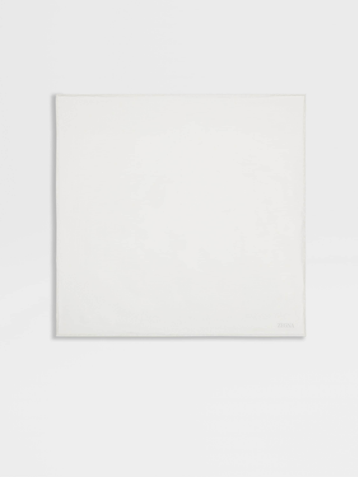 White Cotton and Silk Pocket Square