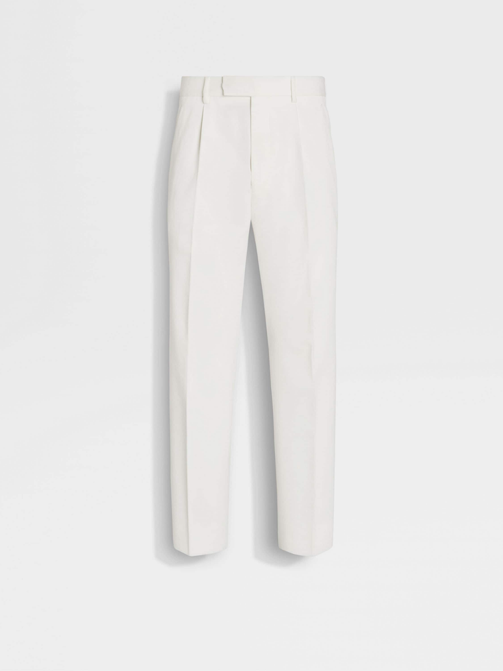 White Cotton and Wool Pants