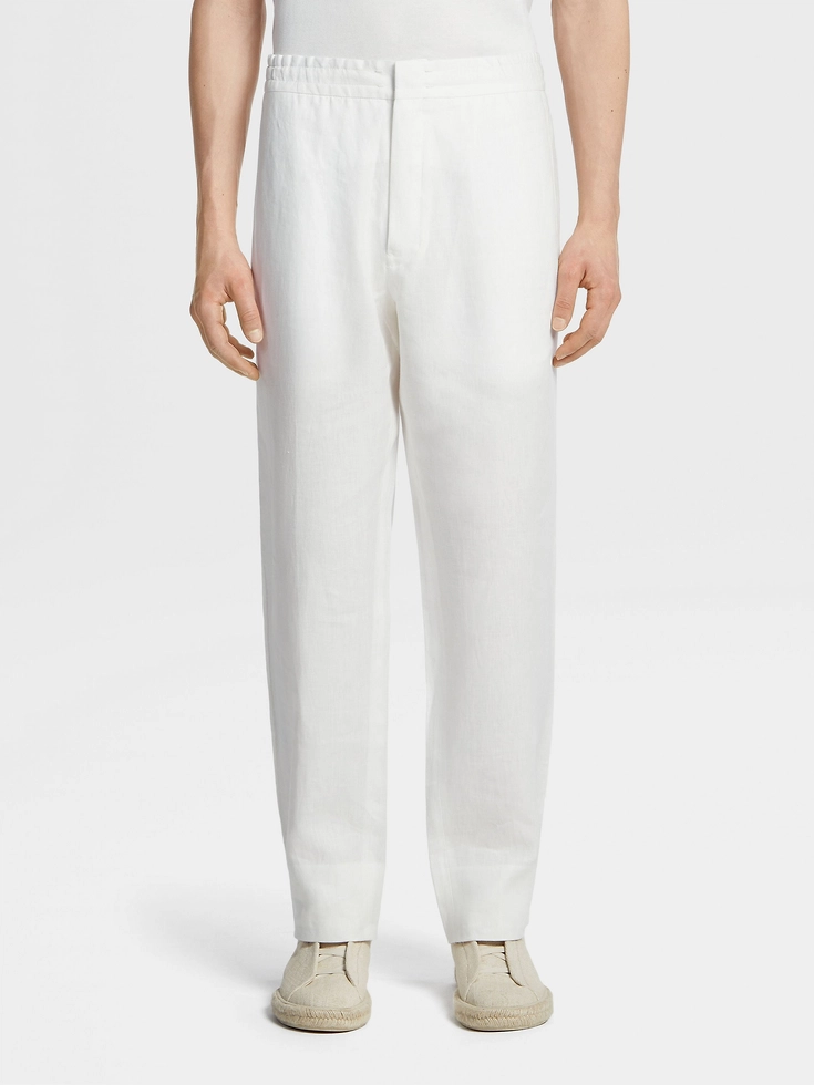 White Linen Joggers