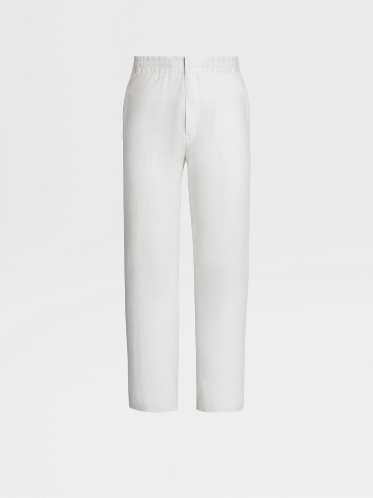 White Linen Joggers