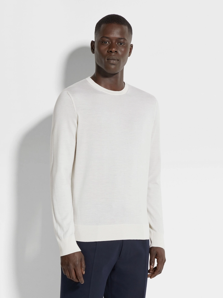 White Mélange Cashseta Crewneck White Mélange Cashseta Crewneck