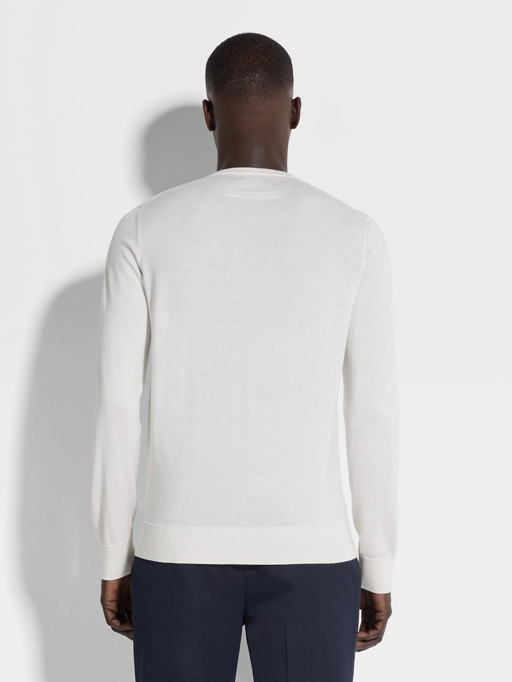 White Mélange Cashseta Crewneck White Mélange Cashseta Crewneck