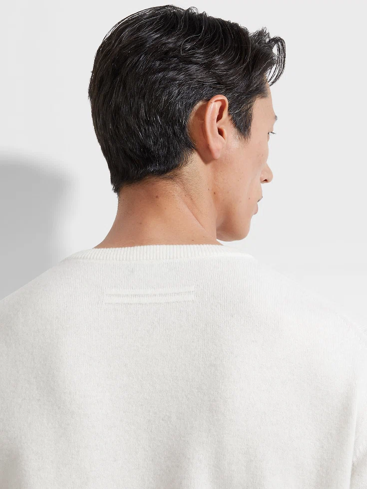 White Mélange Oasi Cashmere Crewneck