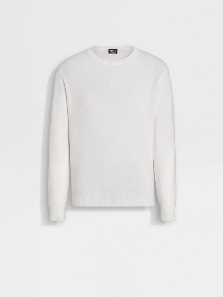 White Mélange Oasi Cashmere Crewneck