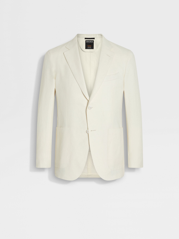 White Oasi Lino Blue Flower Jacket