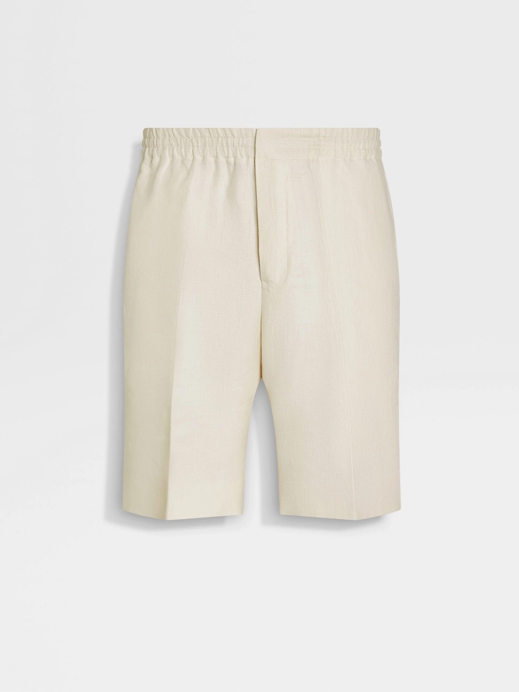 White Oasi Lino Shorts