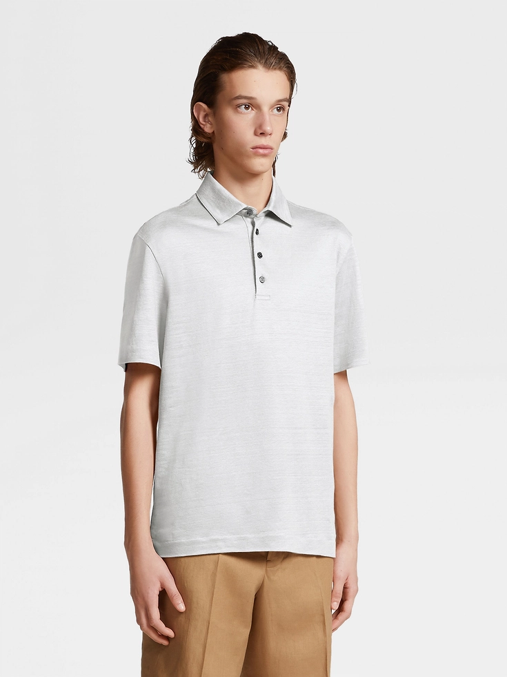 White Pure Linen Short-sleeve Polo