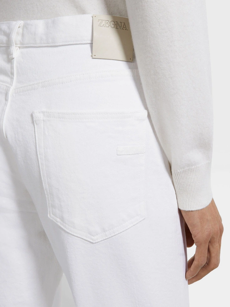White Rinse-washed Stretch Cotton Roccia Jeans
