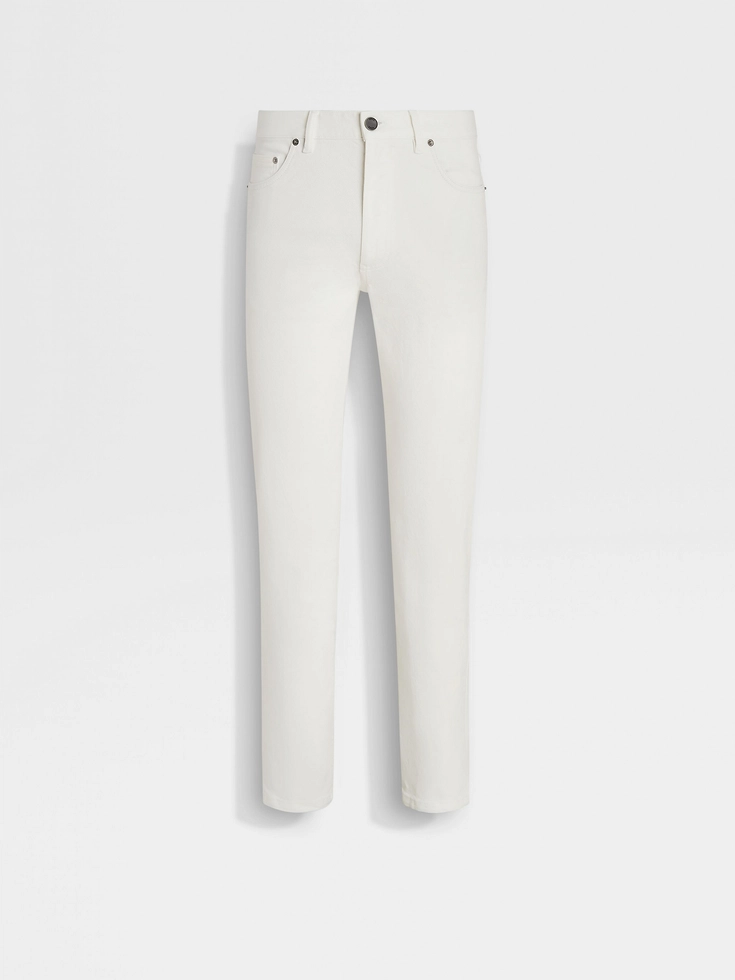 White Rinse-washed Stretch Cotton Roccia Jeans