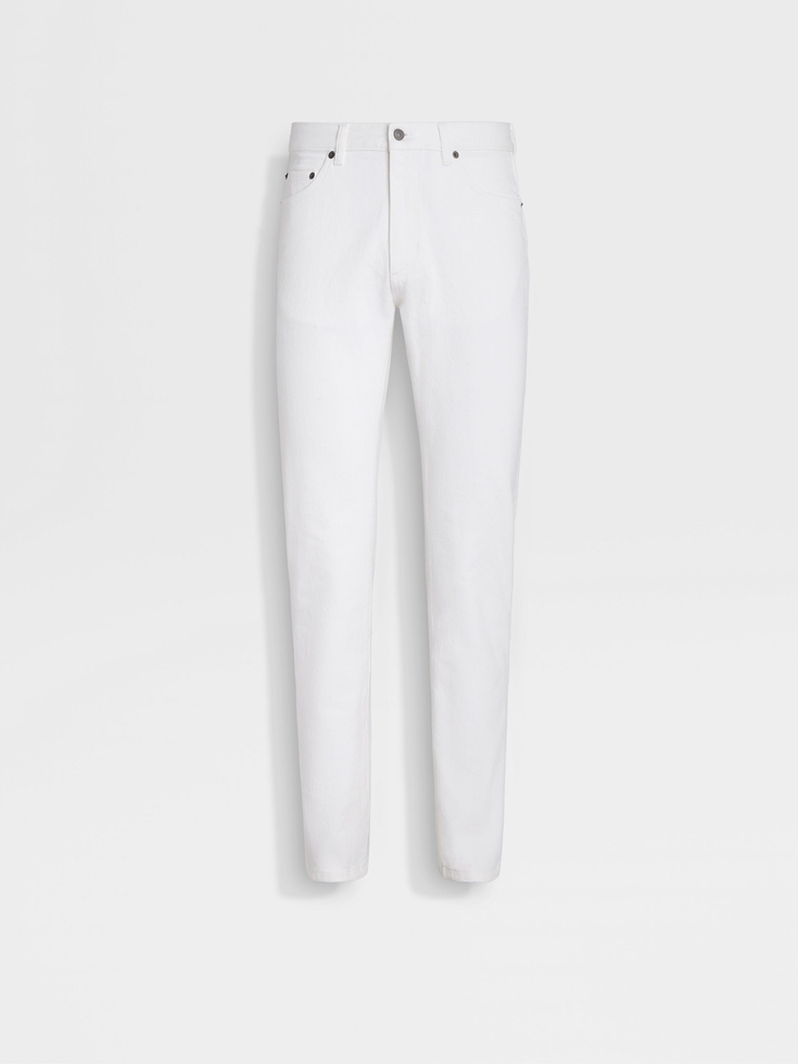White Rinse-washed Stretch Cotton Roccia Jeans