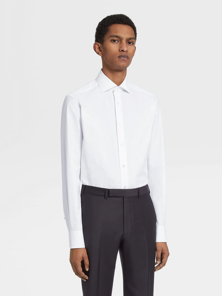 White Sea Island Cotton Long-sleeve Tailoring Shirt
