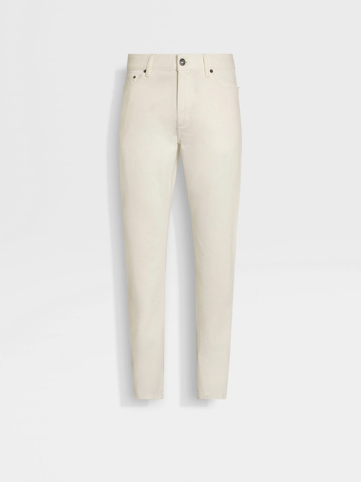 White Stone-washed Cotton Roccia Jeans