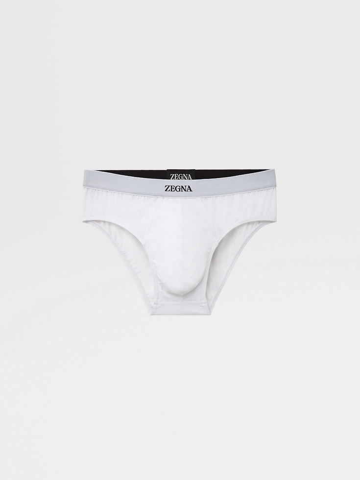 White Stretch Cotton Midi Brief