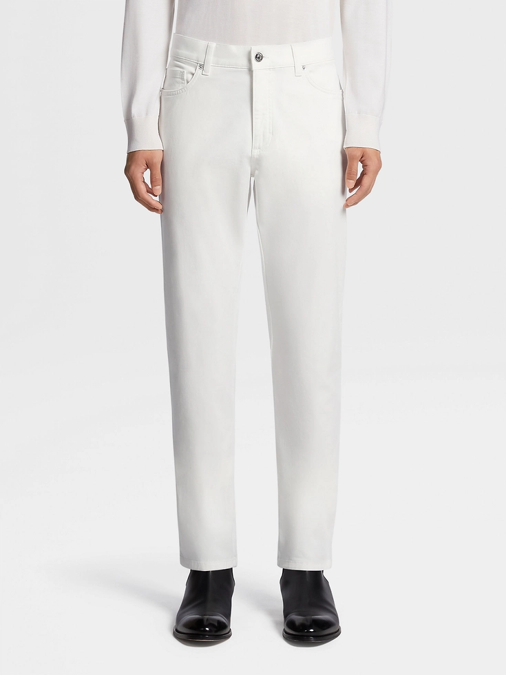 White Stretch Cotton Roccia Jeans