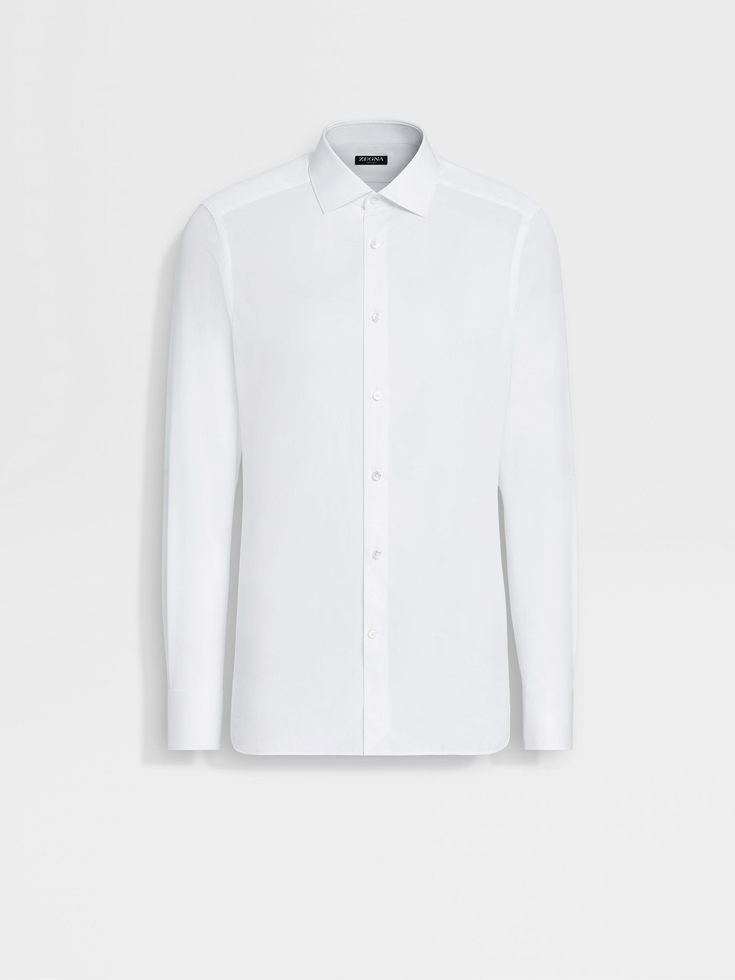 White Structured Micro-striped Trecapi Cotton Shirt
