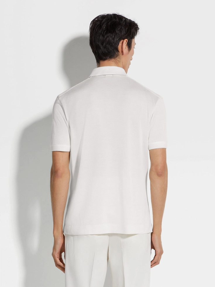 White Zegna Silk Polo Shirt White Zegna Silk Polo Shirt