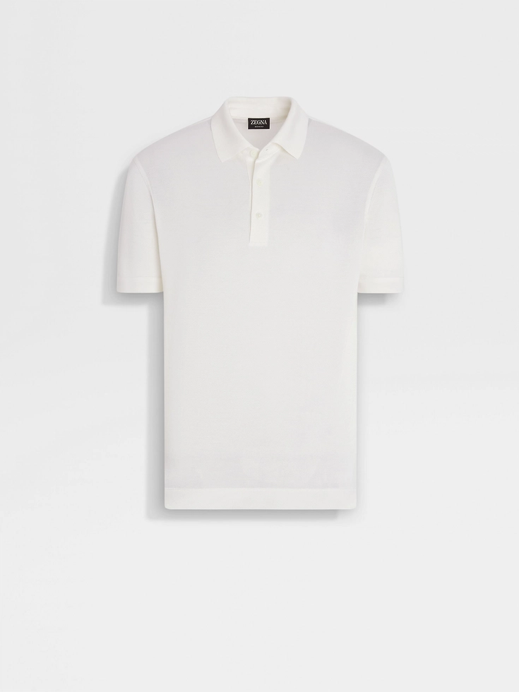 White Zegna Silk Polo Shirt