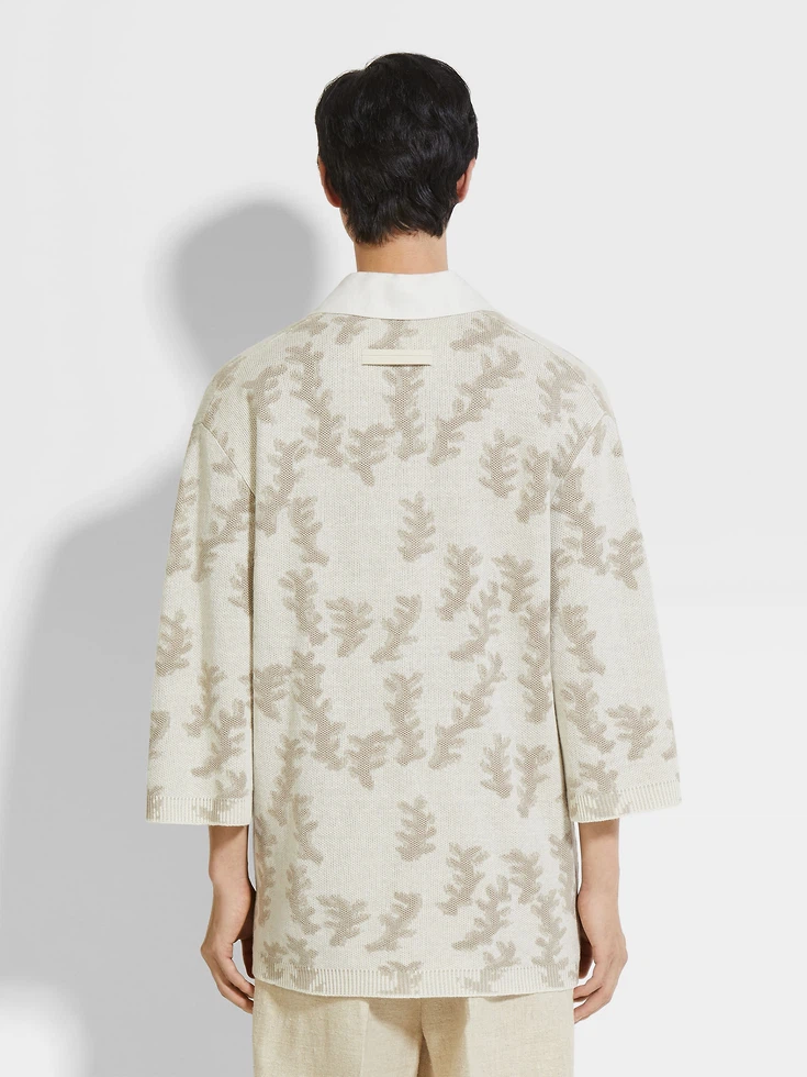 White and Light Beige Oasi Lino Polo Shirt White and Light Beige Oasi Lino Polo Shirt