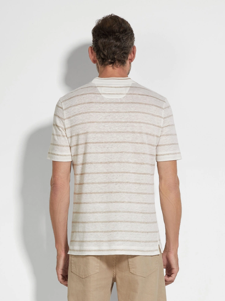 White and Light Taupe Linen T-shirt White and Light Taupe Linen T-shirt